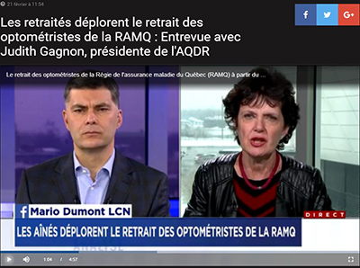 Les retraités déplorent le retrait des optométristes de la RAMQ : Entrevue avec Judith Gagnon, présidente de l’AQDR