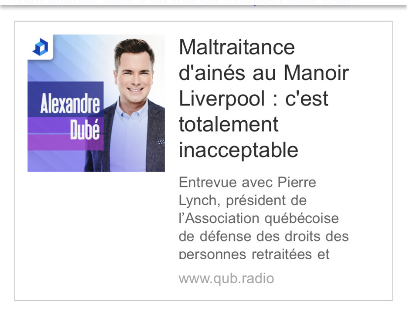 Manoir Liverpool: entrevue QUB radio avec Pierre Lynch de L’AQDR nationale